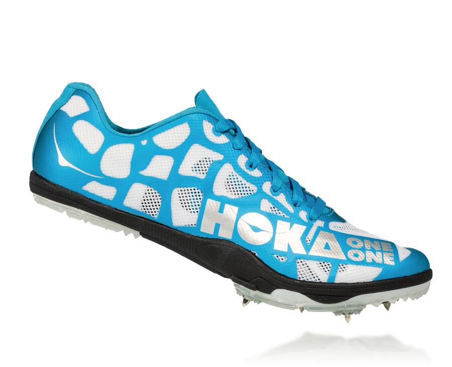 Hoka One One Mens Spikes - Rocket X - White/Blue - GWNQ12835